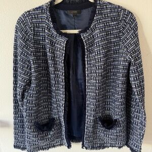 J. Crew Blue and White Textured Blazer